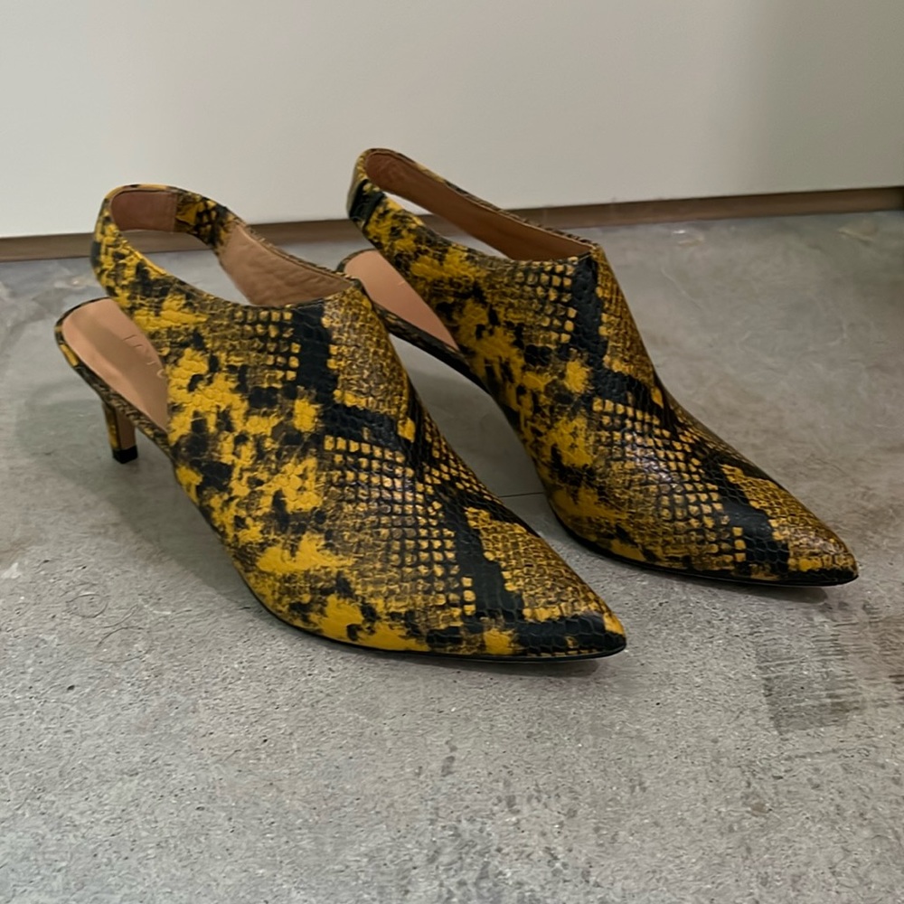Joie Rines Yellow snakeskin sling back heels